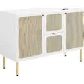 Chaucer 48" Bathroom Vanity Cabinet (Sink Basin Not Included) in White Wood Grain & Rattan