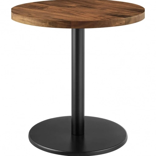 Viva Round Side Table in Light Oak Finish Acacia Wood & Black Metal