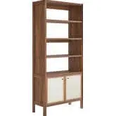 Capri 4 Shelf Bookcase in Walnut Wood Grain Laminate & Linen