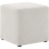 Callum 17" Square Ottoman in Heathered Weave Ivory Fabric