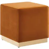 Tilden 17" Square Ottoman in Rust Performance Velvet & Natural Finish Wood