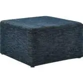 Callum 28" Square Ottoman in Heathered Weave Azure Blue Fabric