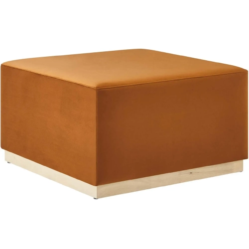 Tilden 28" Square Ottoman in Rust Performance Velvet & Natural Finish Wood