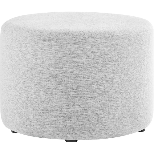 Callum 23" Round Ottoman in Heathered Weave Light Gray Fabric