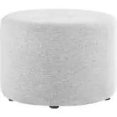 Callum 23" Round Ottoman in Heathered Weave Light Gray Fabric