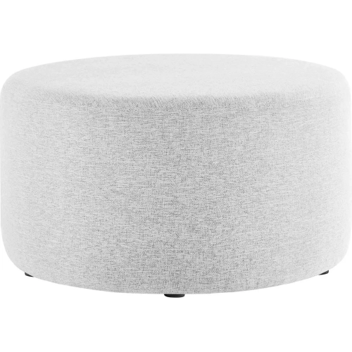 Callum 29" Round Ottoman in Heathered Weave Light Gray Fabric