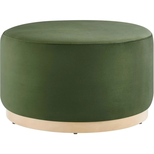 Tilden 29" Round Ottoman in Moss Green Performance Velvet & Natural Finish Wood