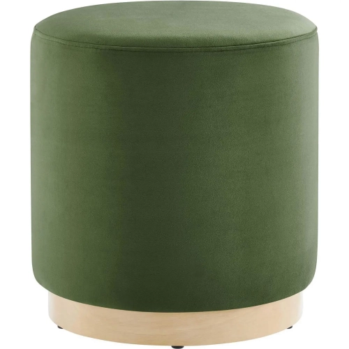 Tilden 16" Round Ottoman in Moss Green Performance Velvet & Natural Finish Wood