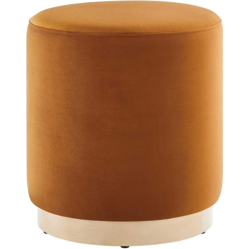 Tilden 16" Round Ottoman in Rust Performance Velvet & Natural Finish Wood