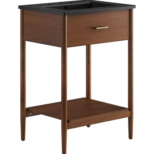 Zaire 24" Bathroom Vanity in Black Ceramic & Walnut Finish Wood