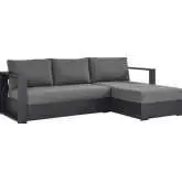 Tahoe Outdoor 2 Piece Sectional Sofa w/ Right Facing Chaise in Gray Aluminum & Charcoal Fabric