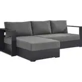 Tahoe Outdoor 2 Piece Sectional Sofa w/ Left Facing Chaise in Gray Aluminum & Charcoal Fabric