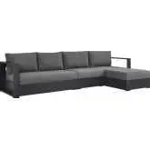 Tahoe Outdoor 3 Piece Sectional Sofa w/ Right Facing Chaise in Gray Aluminum & Charcoal Fabric