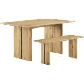 Amistad 60" Dining Table & Bench Set in Oak Finish Wood