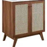 Soma 30" Bathroom Vanity in Walnut, Rattan & White Ceramic