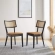 Caledonia Dining Chair in Tan Vegan Leather, Rattan & Black Wood (Set of 2)