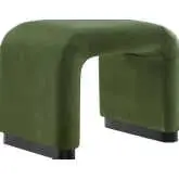 Koda Waterfall Stool in Moss Green Performance Velvet & Black Wood