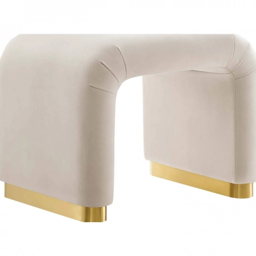 Koda Waterfall Stool in Almond Performance Velvet & Brass