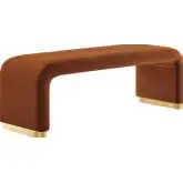 Koda Waterfall Long Bench in Rust Performance Velvet & Brass