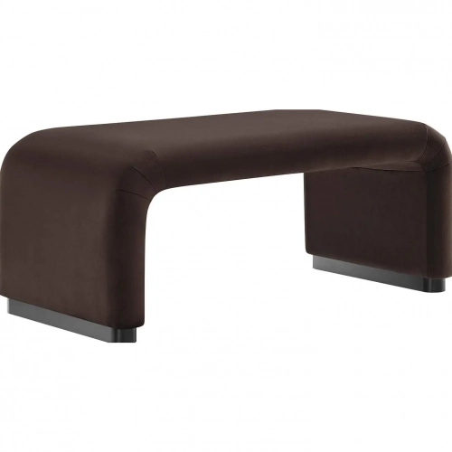 Koda Waterfall Ottoman in Chocolate Brown Performance Velvet & Black Wood