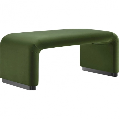 Koda Waterfall Ottoman in Moss Green Performance Velvet & Black Wood