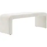 Simba 59.5" Waterfall Bench in Ivory Boucle Fabric