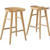 Saville Backless Counter Stool in Oak Finish Wood  (Set of 2)