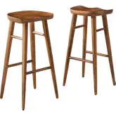 Saville Backless Bar Stool in Walnut Finish Wood  (Set of 2)