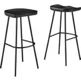 Concord Backless Bar Stool in Black Wood & Metal (Set of 2)