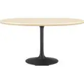 Lippa 60" Oval Dining Table in Black Metal & Faux Travertine