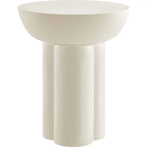 Caspian Round Side Table in White Concrete