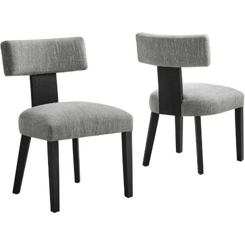 Nalani Dining Chair in Heathered Gray Fabric & Black Wood (Set of 2)