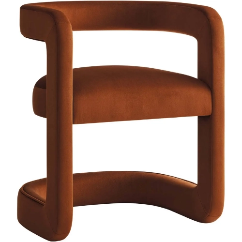 Winslow Barrel Dining Chair in Rust Red Performance Velvet