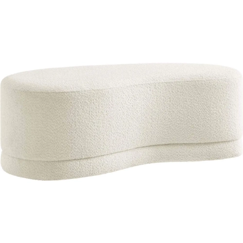 Nimbus 48" Curved Ottoman Bench in Cream Chenille Fabric