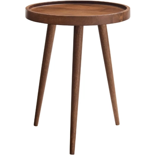 Chiro Round Side Table in Walnut Finish Wood