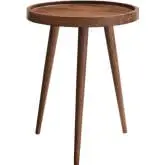 Chiro Round Side Table in Walnut Finish Wood