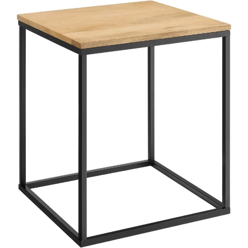 Zora Square Side Table in Oak Finish Wood & Metal