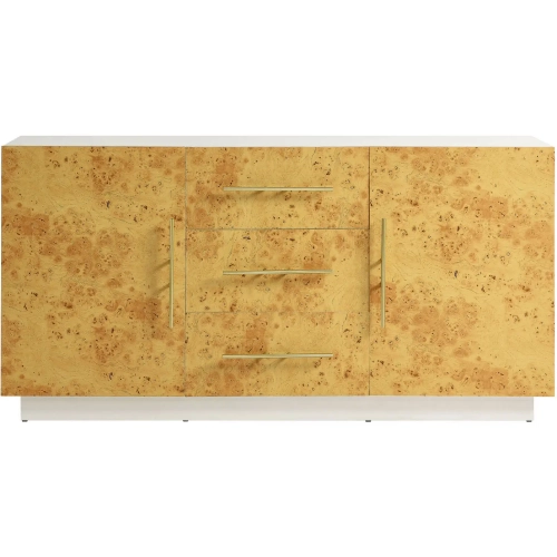 Abel 59" TV Stand Sideboard Buffet in White & Burl Wood