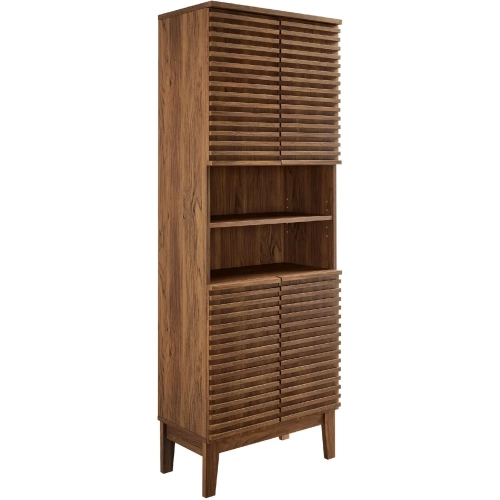Render Tall Bathroom Storage Cabinet in Walnut Brown Finish