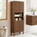 Render Tall Bathroom Storage Cabinet in Walnut Brown Finish