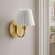 Wave Wall Sconce in Brass Metal & White Fabric