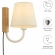 Sunlit Swivel Wall Sconce in Natural Finish Wood, White Metal & Fabric
