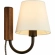 Sunlit Swivel Wall Sconce in Walnut Finish Wood, Black Metal & White Fabric