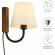 Sunlit Swivel Wall Sconce in Walnut Finish Wood, Black Metal & White Fabric