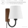 Sunlit Swivel Wall Sconce in Walnut Finish Wood, Black Metal & White Fabric