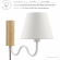 Sunlit Squiggle Arm Wall Sconce in Natural Finish Wood, White Metal & Fabric