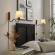 Sunlit Squiggle Arm Wall Sconce in Walnut Finish Wood, Black Metal & White Fabric