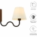 Sunlit Squiggle Arm Wall Sconce in Walnut Finish Wood, Black Metal & White Fabric
