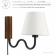 Sunlit Squiggle Arm Wall Sconce in Walnut Finish Wood, Black Metal & White Fabric