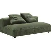 Solace Modular Armless Loveseat in Fern Green Corduroy Fabric